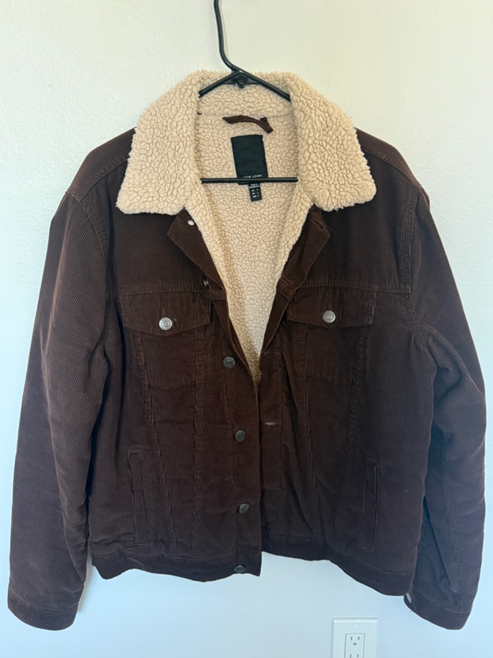 Brown Corduroy Teddy Jacket with Cream Sherpa Collar (New Look)
